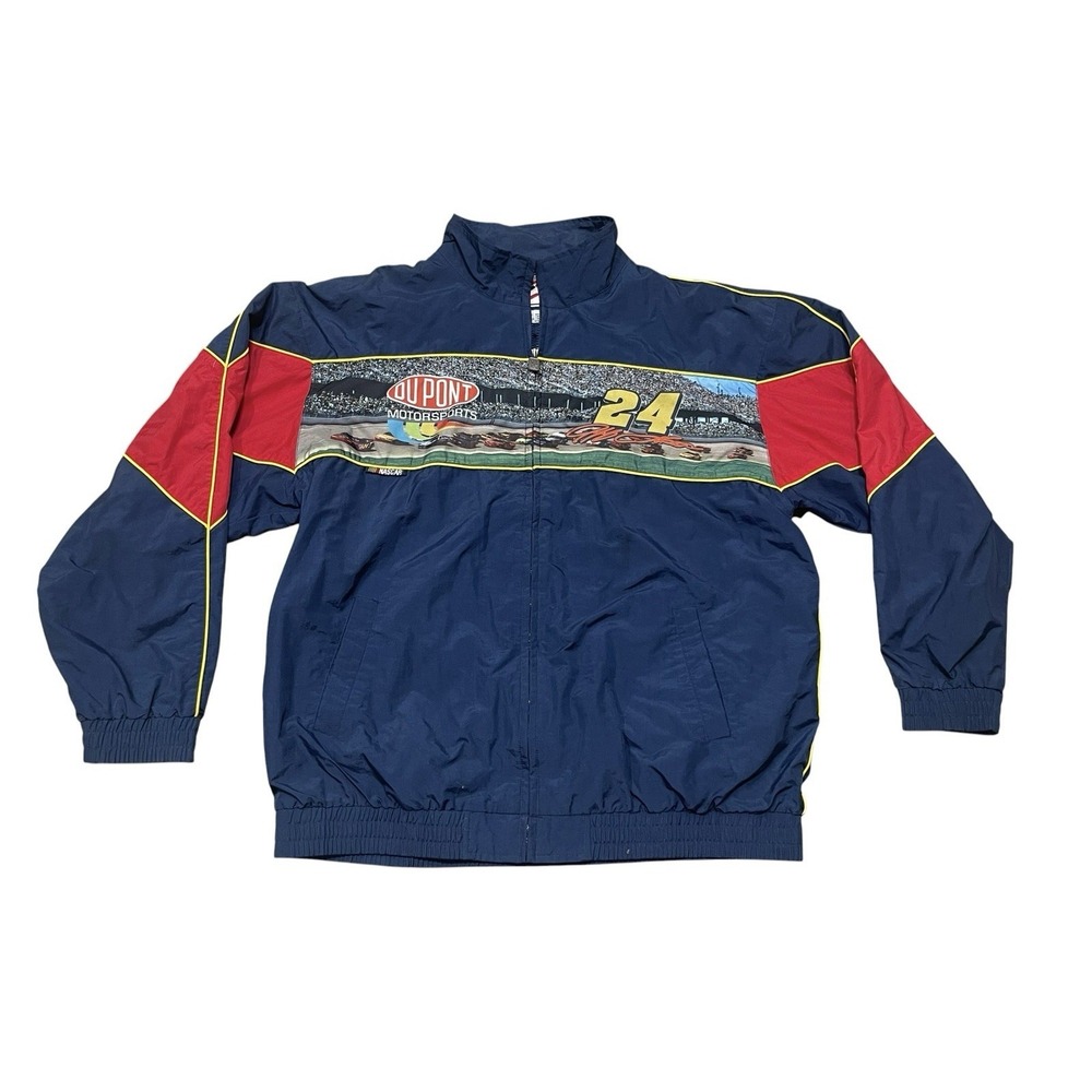 Vintage Jeff Gordon 24 DuPont Motors NASCAR Men's Size XL Jacket Coat Zip